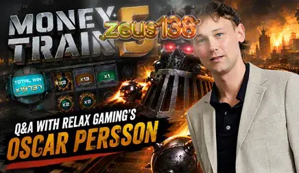 Tampilan visual kereta api ikonik dalam seri Money Train 5 dengan latar belakang stasiun futuristik.